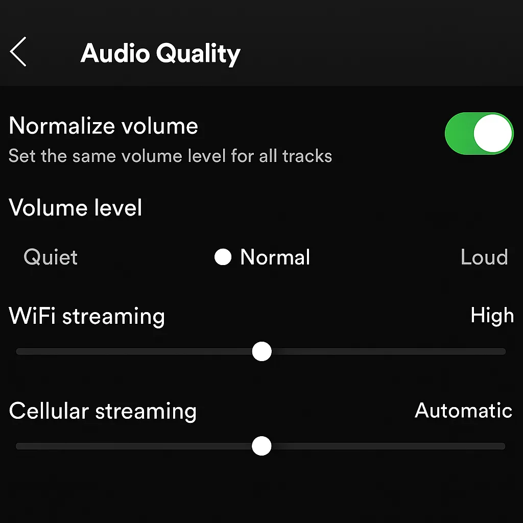 Spotify audio customization settings for music streaming in 2025