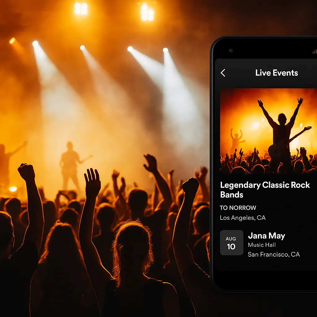 Concert crowd enjoying live events found on Spotify in 2025