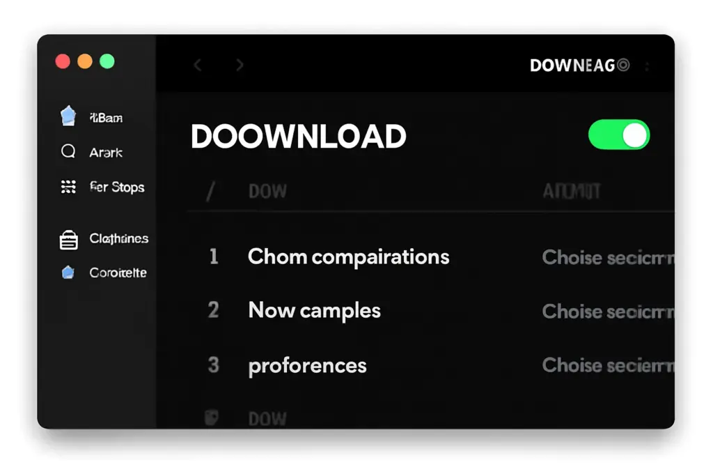 Desktop screenshot showing the download switch in spotify premium desktop app