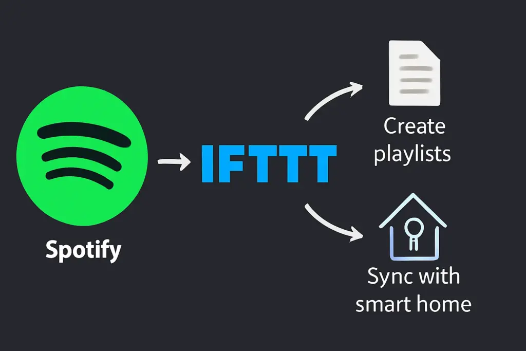 Diagram of Spotify-IFTTT automations (playlist creation, smart home sync).
